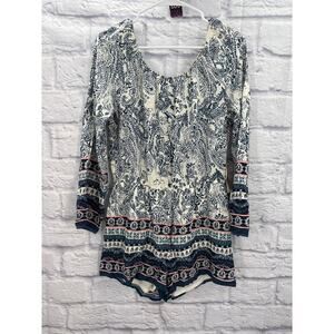Altar'd State Womens Long Sleeve Romper Blue Large